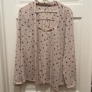 LOFT Cream Blouse with Black Dots
